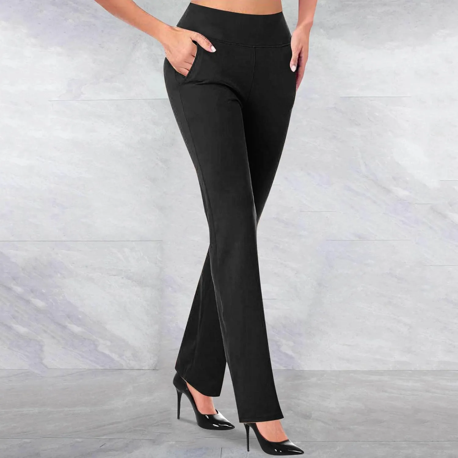 Dressy Pants for Women Sexy Slimming High Waist Tapered Pants Casual Comfy Knit Trousers Summer Lounge Pants with Pockets