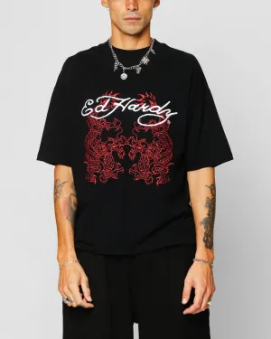 Ed Hardy Dragon Oversized T-Shirt Black