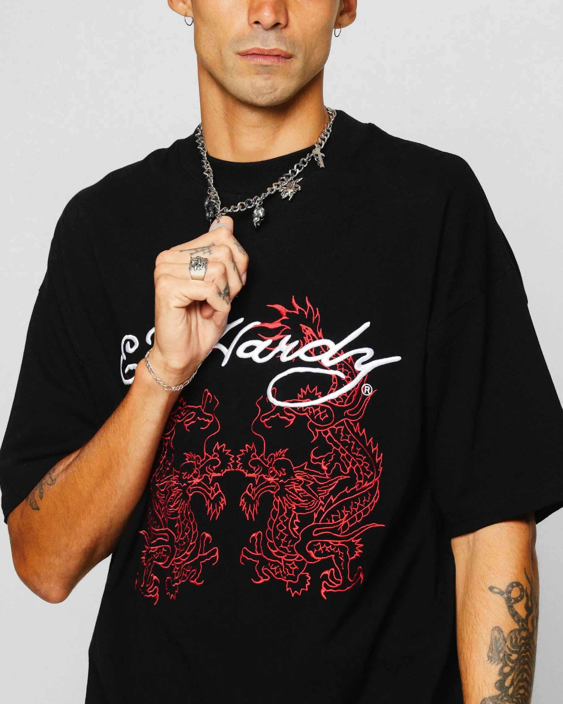 Ed Hardy Dragon Oversized T-Shirt Black