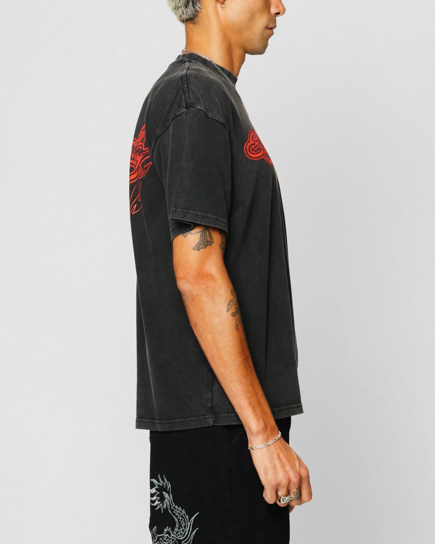 Ed Hardy Tribal T-Shirt Black Acidwash