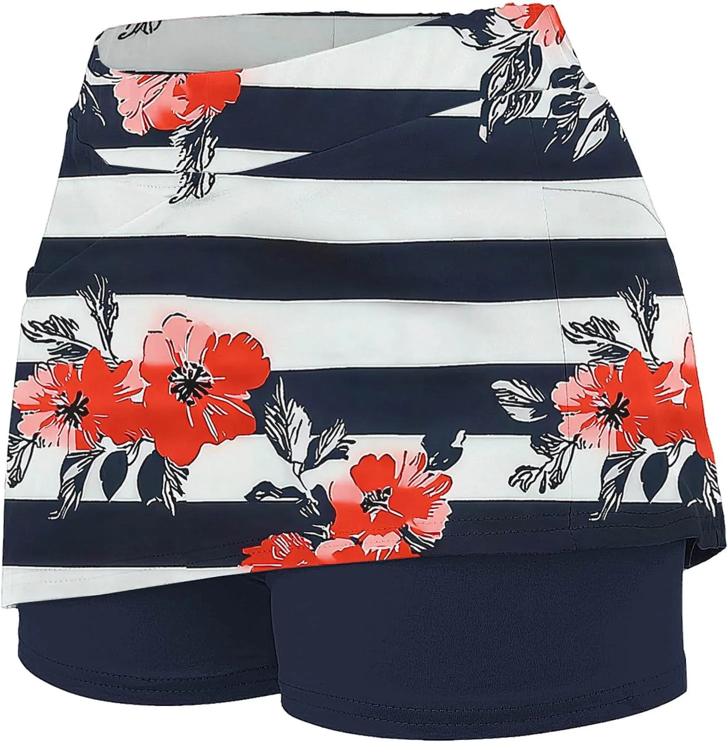 Elastic Yoga Skorts for Women Tummy Control High Waisted Athletic Tennis Golf Culottes with Pockets Plus Size Shorts