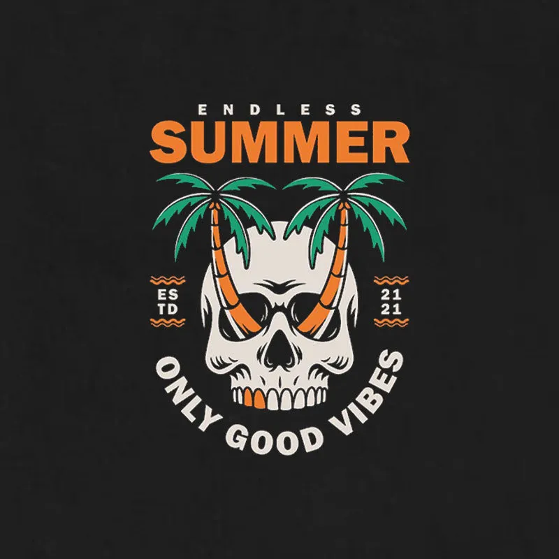 ENDLESS SUMMER ONLY GOOD VIBES Skull Casual Black Print Sweatshirt