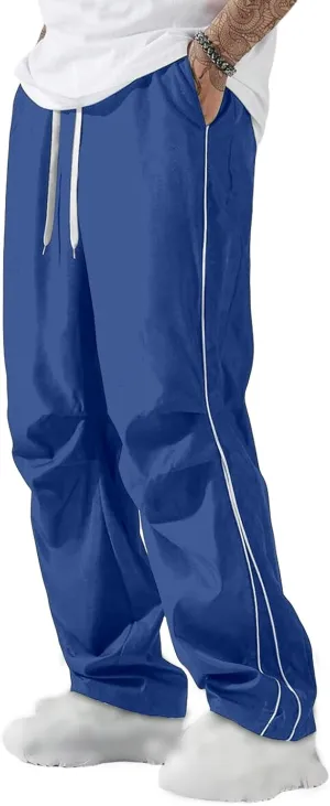 evzosrz Men's Parachute Sweatpants Y2k Summer Side Stripes Baggy Track Pants 2025 Casual Quick Dry Sports Trousers Streetwear
