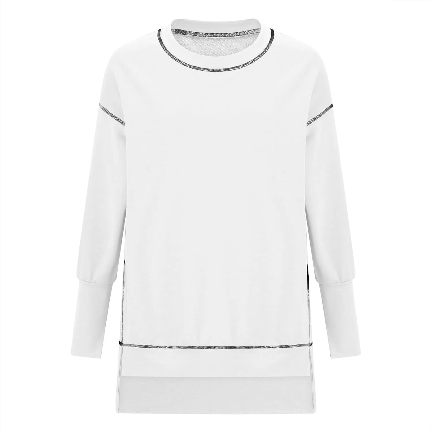 Fall Sweatshirts For Women Trendy 2024 Oversized Long Sleeve Crewneck Pullover Tops Side Slit Slouchy Sweatshirt