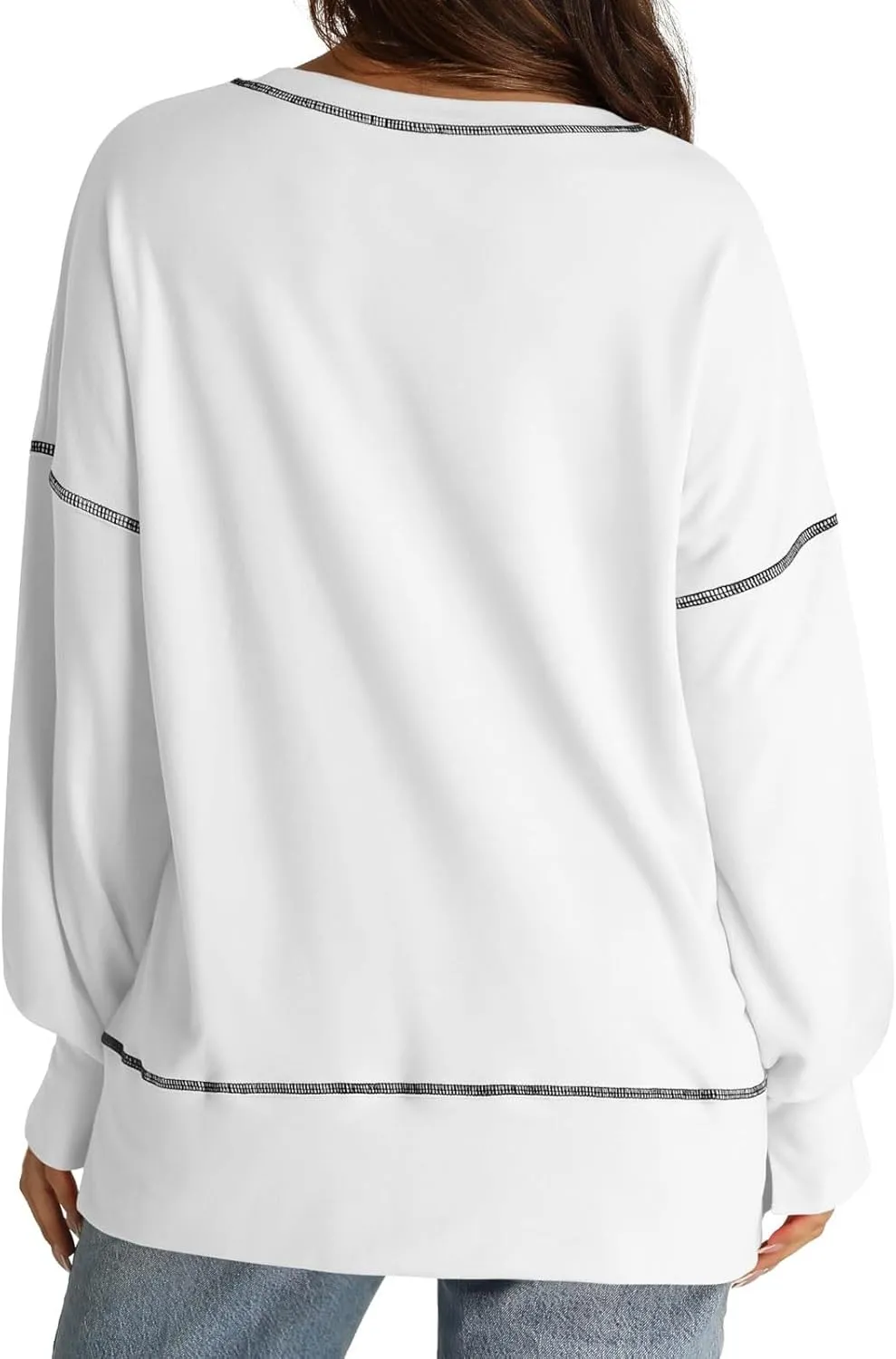 Fall Sweatshirts For Women Trendy 2024 Oversized Long Sleeve Crewneck Pullover Tops Side Slit Slouchy Sweatshirt