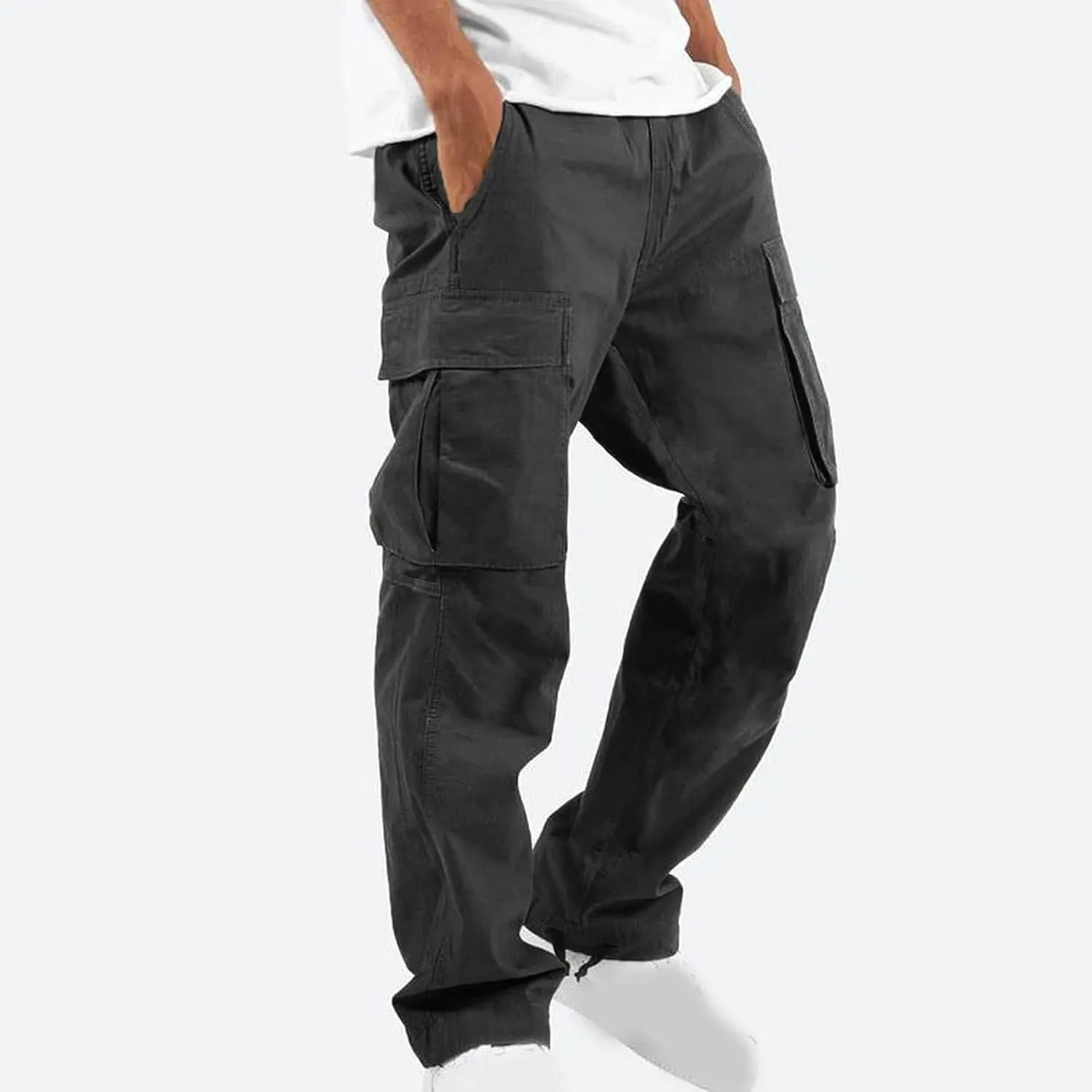 Finelylove Mens Wild Cargo Pants Lightweight Casual Hiking Pants Joggers Loose Fit Straight Workout Cargo Sweatpants