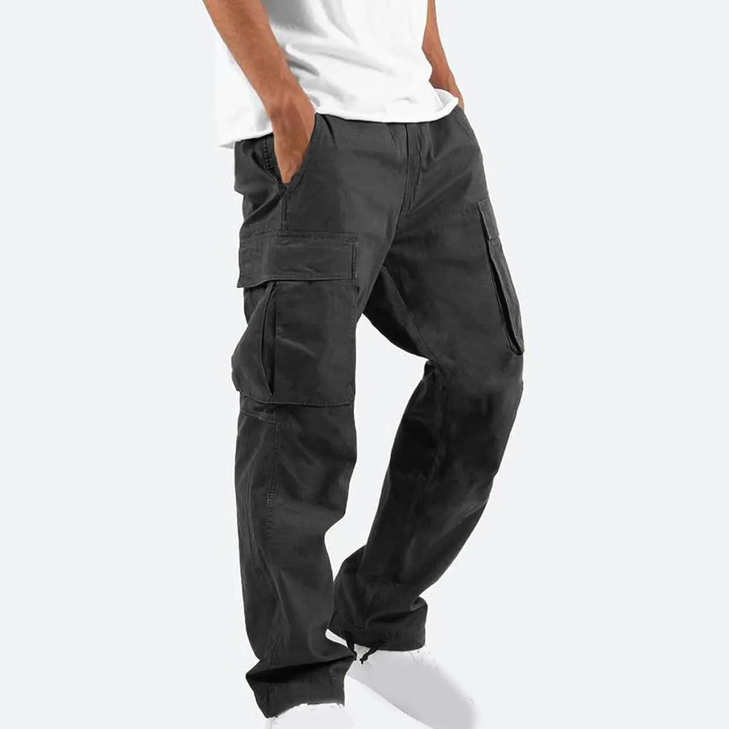 Finelylove Mens Wild Cargo Pants Lightweight Casual Hiking Pants Joggers Loose Fit Straight Workout Cargo Sweatpants