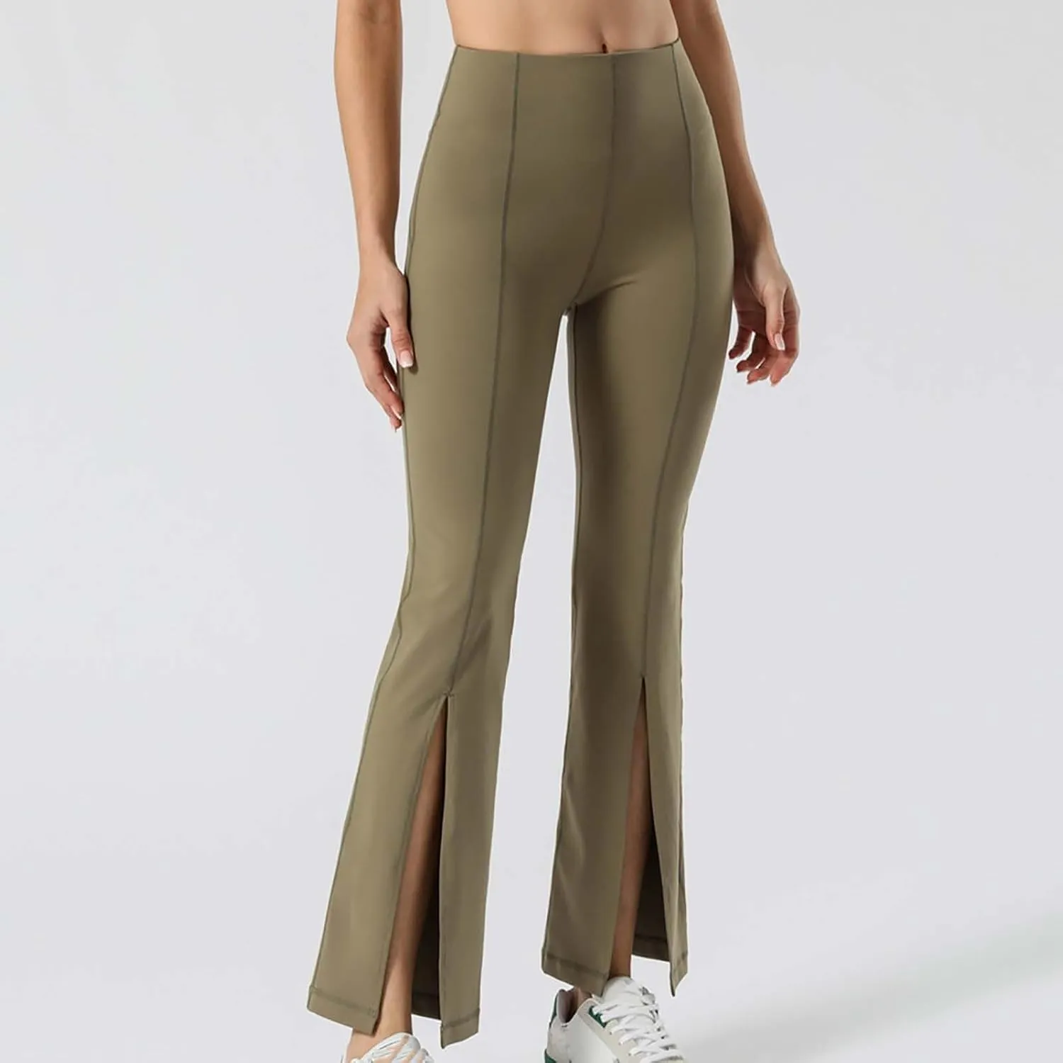 Flare Leggings for Women High Waist Butt Lift Yoga Pants Split Hem Fitness Tights Tummy Control Bell Bottom Trousers