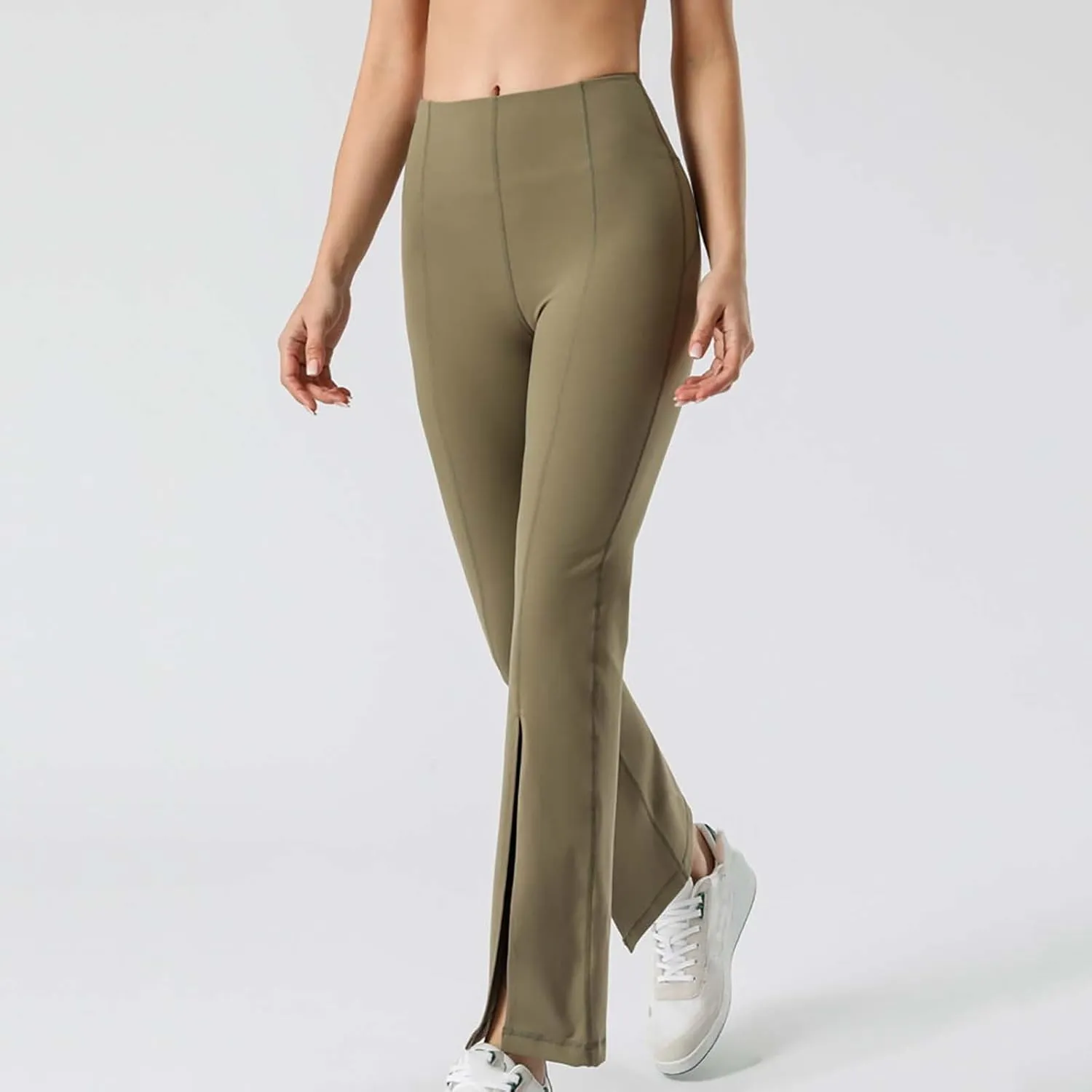 Flare Leggings for Women High Waist Butt Lift Yoga Pants Split Hem Fitness Tights Tummy Control Bell Bottom Trousers
