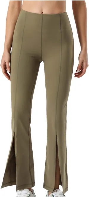 Flare Leggings for Women High Waist Butt Lift Yoga Pants Split Hem Fitness Tights Tummy Control Bell Bottom Trousers