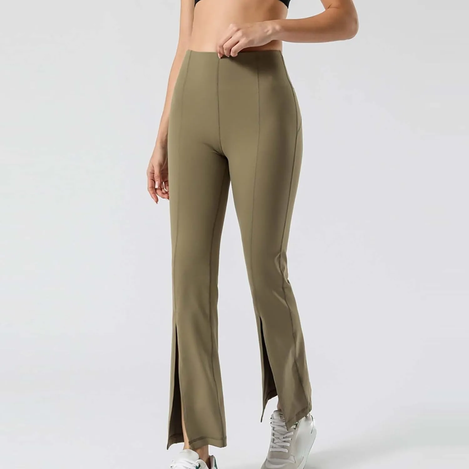 Flare Leggings for Women High Waist Butt Lift Yoga Pants Split Hem Fitness Tights Tummy Control Bell Bottom Trousers