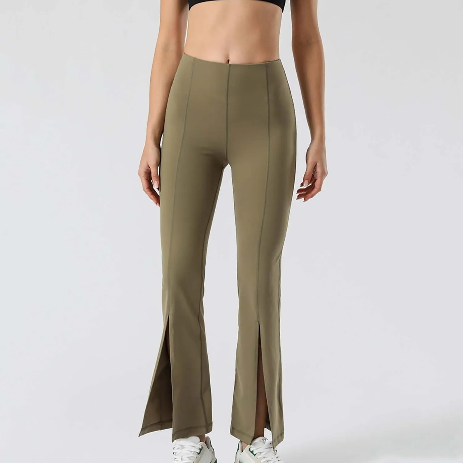 Flare Leggings for Women High Waist Butt Lift Yoga Pants Split Hem Fitness Tights Tummy Control Bell Bottom Trousers