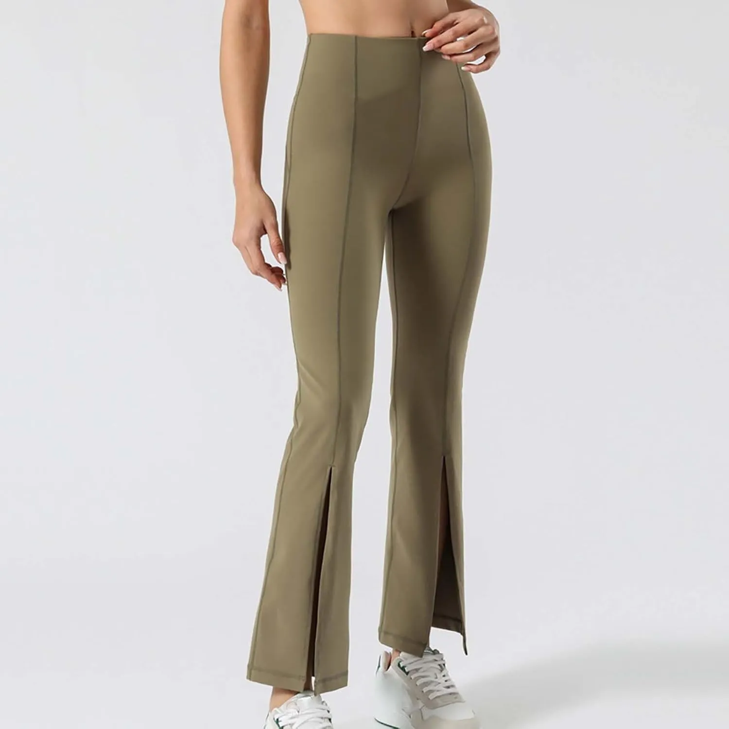 Flare Leggings for Women High Waist Butt Lift Yoga Pants Split Hem Fitness Tights Tummy Control Bell Bottom Trousers