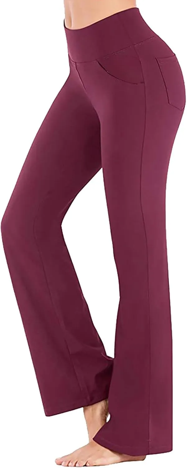 Flare Yoga Pants for Women High Waist Tummy Control Plus Size Leggings Casual Wide Leg Gym Workout Bell Bottom Sweatpants