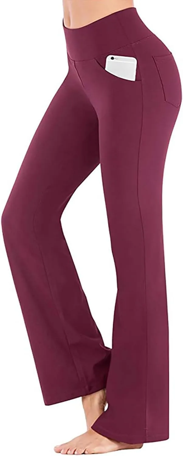 Flare Yoga Pants for Women High Waist Tummy Control Plus Size Leggings Casual Wide Leg Gym Workout Bell Bottom Sweatpants