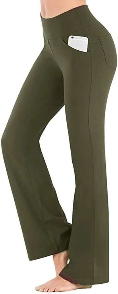Flare Yoga Pants for Women High Waist Tummy Control Plus Size Leggings Casual Wide Leg Gym Workout Bell Bottom Sweatpants
