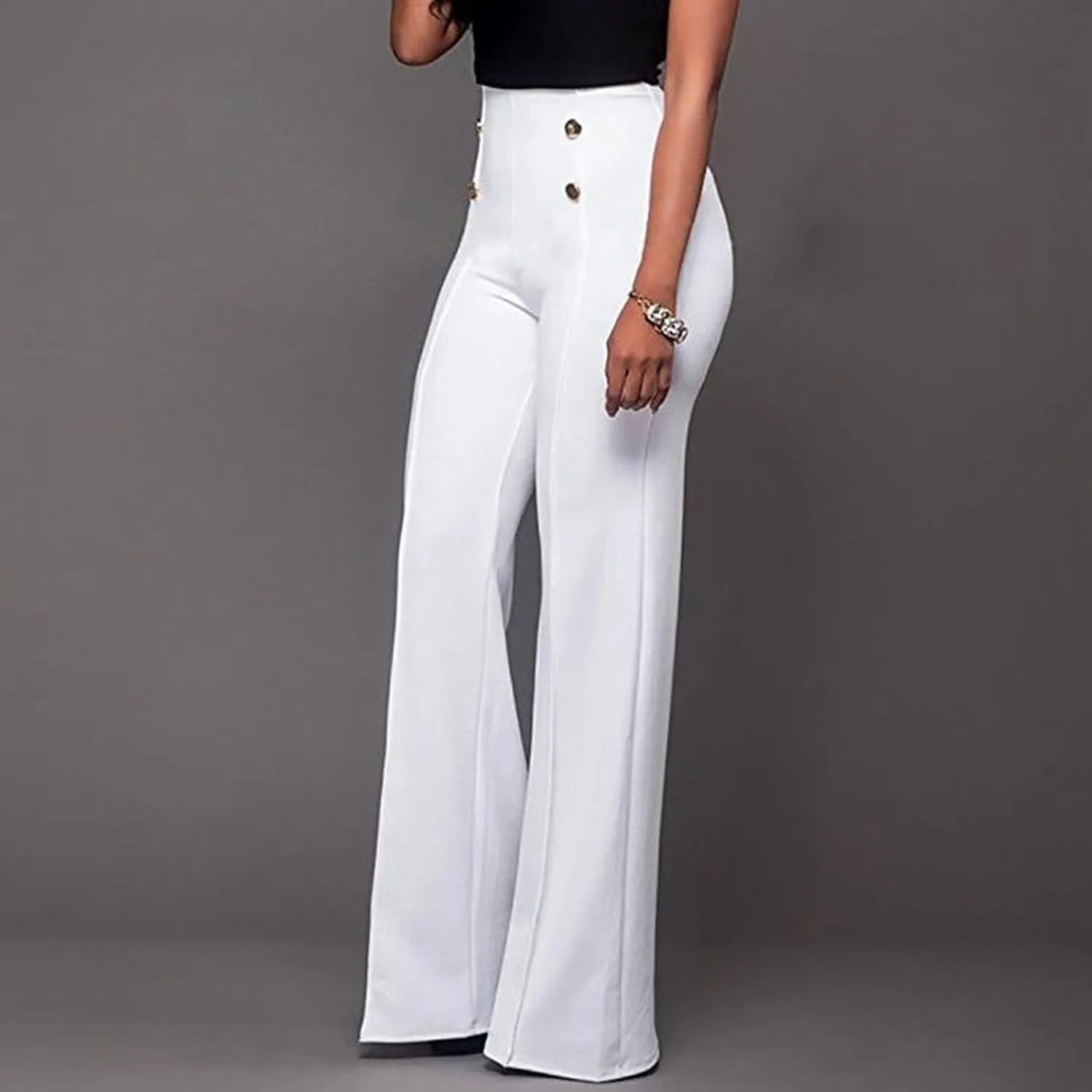 Formal Suit Pants for Women Premium Business Casual Dress Pants Slim Fit Straight Leg Trousers High Waist Button Pant