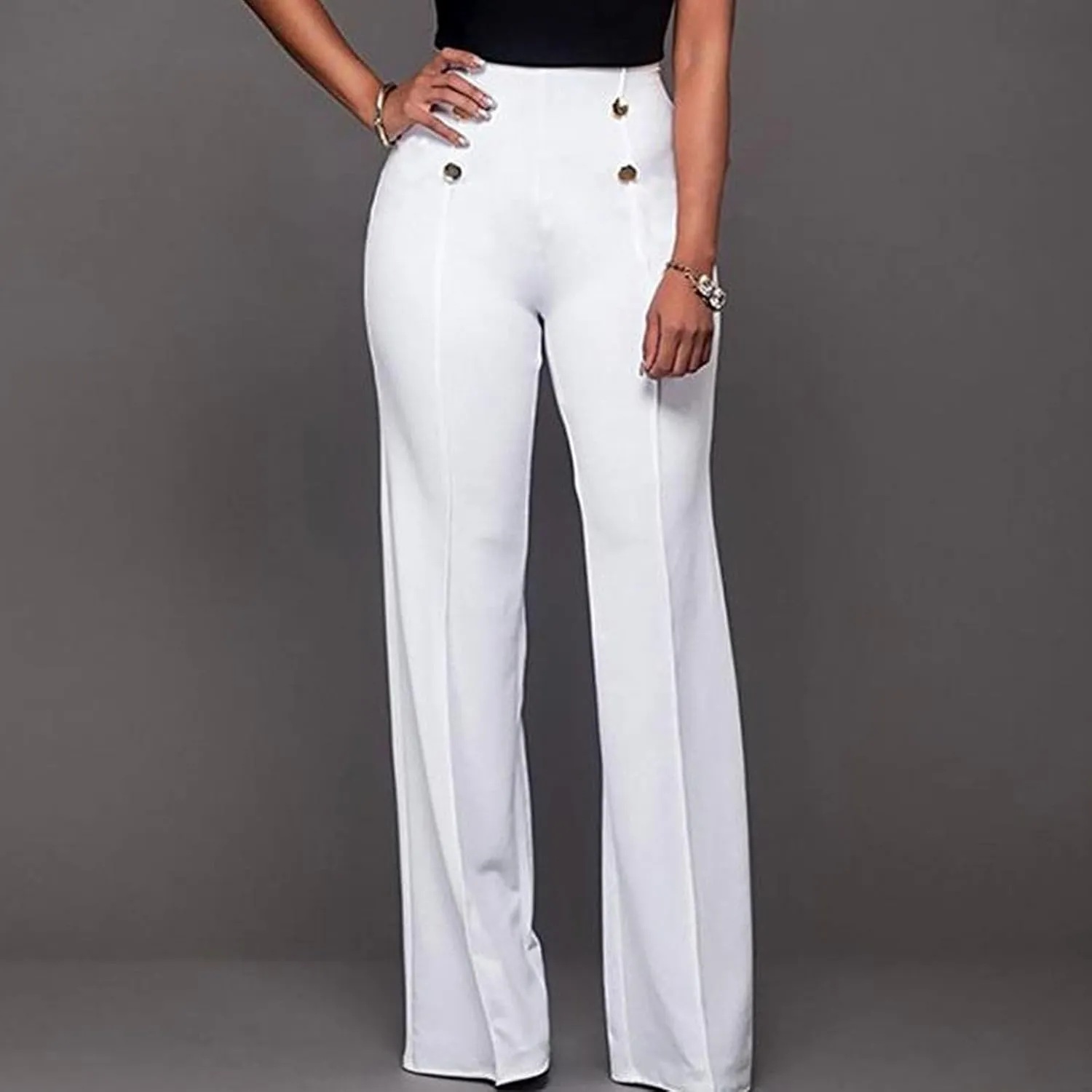 Formal Suit Pants for Women Premium Business Casual Dress Pants Slim Fit Straight Leg Trousers High Waist Button Pant