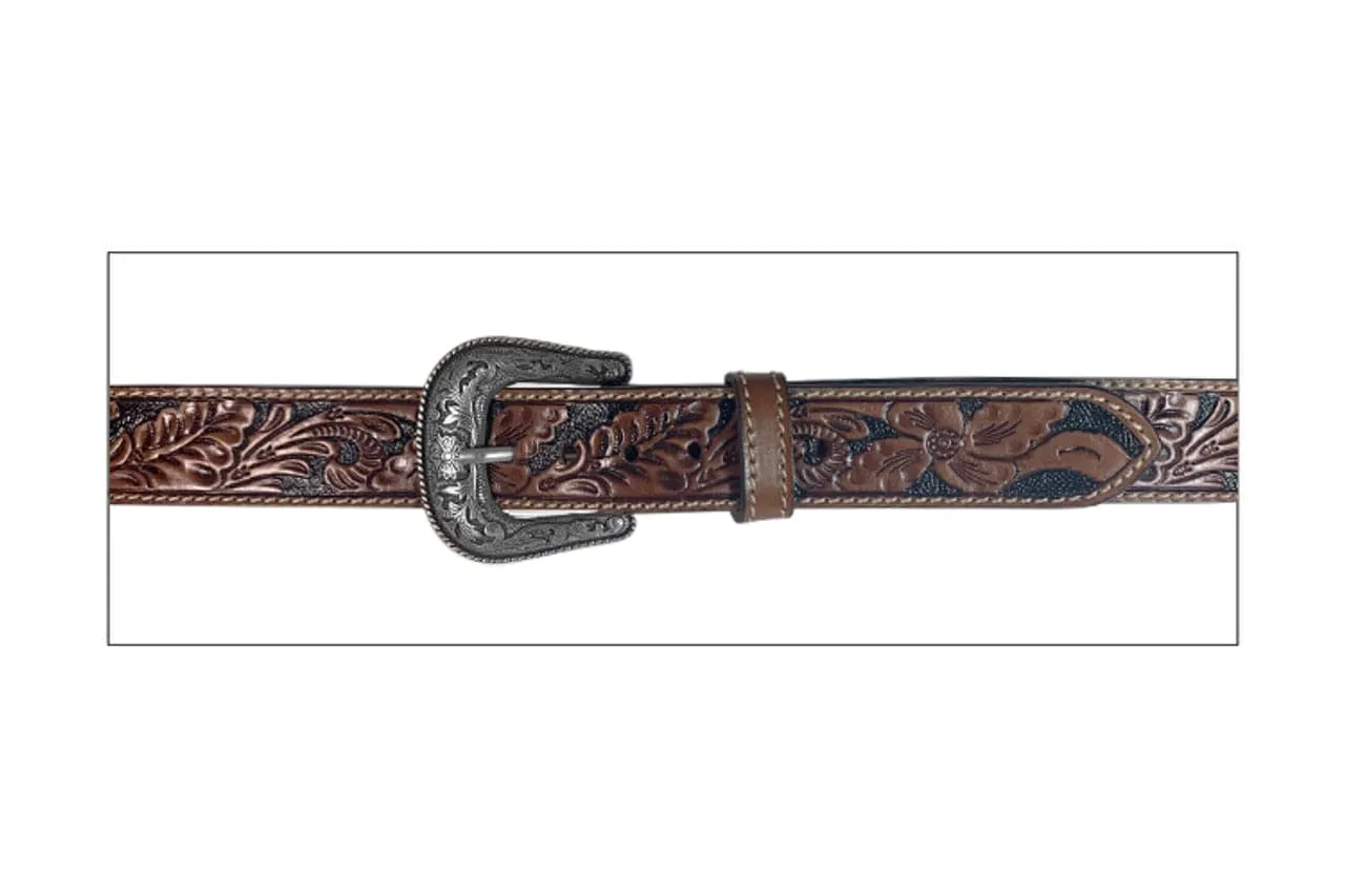 Gem Dandy Men's Roper Tan Floral Tooled Belt