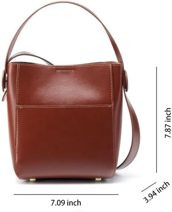 Genuine Leather Bucket Bag for Women Crossbody Shoulder Purse and Satchel Hobo Purse Designer Work Handbags