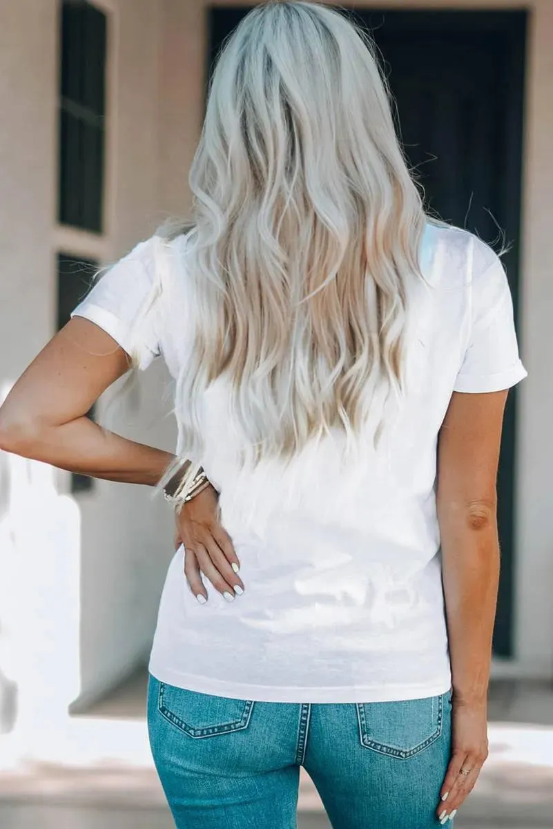 Get Ready to Sip in Style with Our 4th of July Coffee Cups Graphic T-Shirt for Ladies