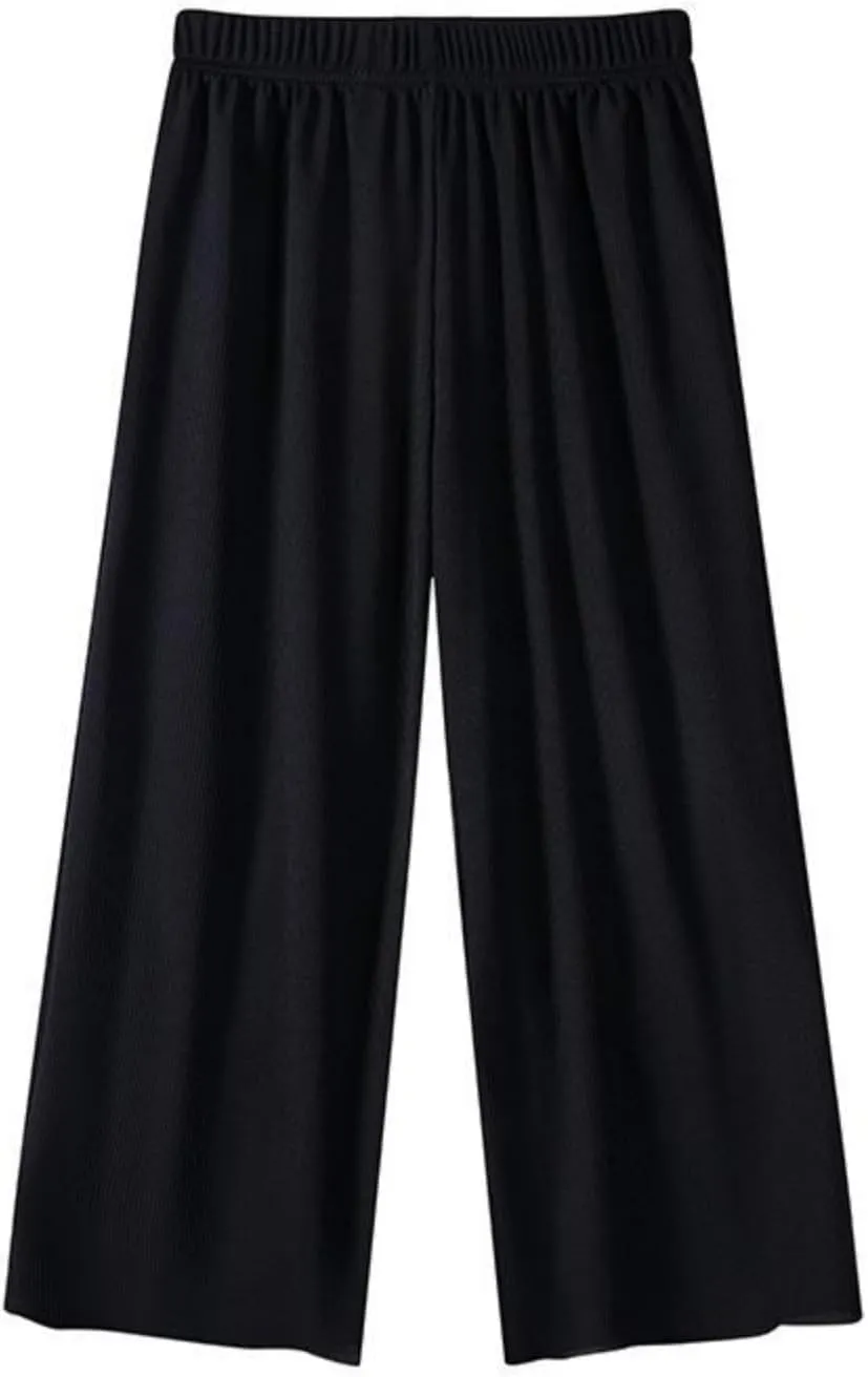 Girls Wide Leg Pants Flowy Stretchy Palazzo Pants Loose Lounge Thin Pants Straight Leg High Elastic Waist Trousers