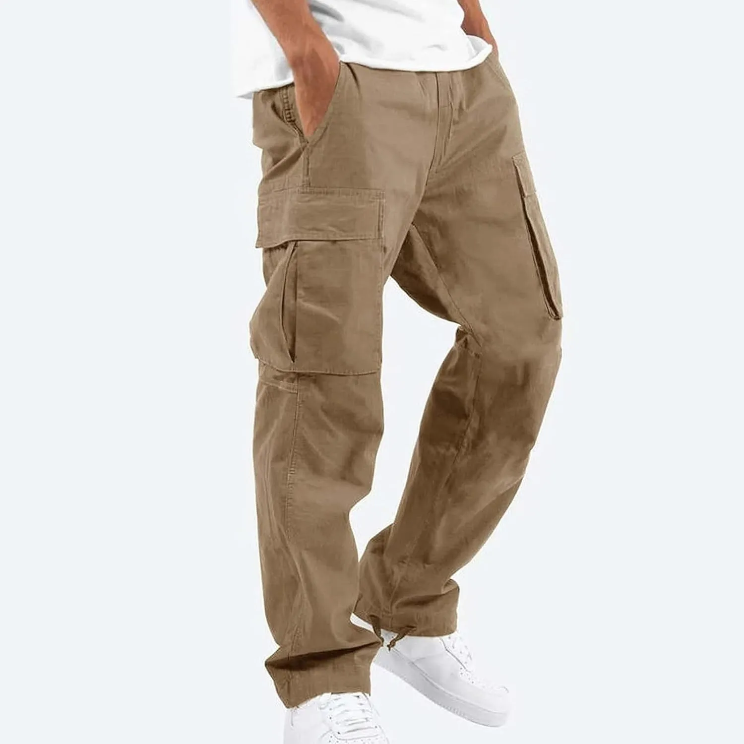 GOFULY Cargo Pants for Men Casual Drawstring Elastic Waist Baggy Sweatpants with Pocket Work Pants Athletic Joggers Trouser