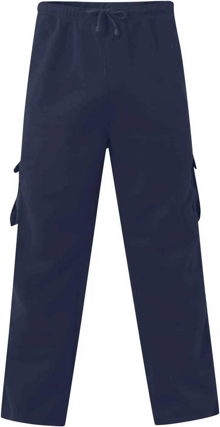 GOFULY Men Cargo Pants Fleece Elastic Waist Drawstring Baggy Pants Casual Sweatpants with Pockets Outdoor Joggers Trousers