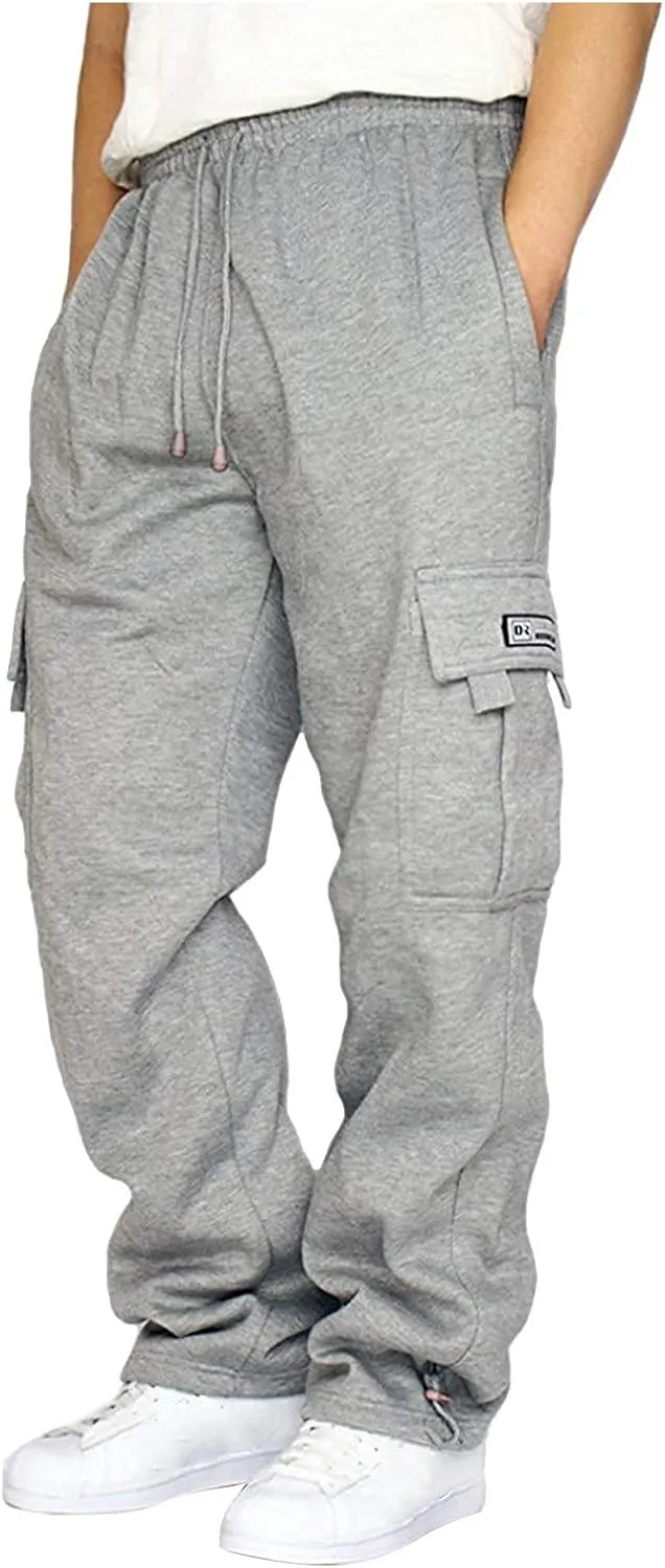 GOFULY Men Cargo Pants with Pockets Baggy Drawstring Elastic Waist Sweatpants Work Pants Stretch Athletic Joggers Trousers