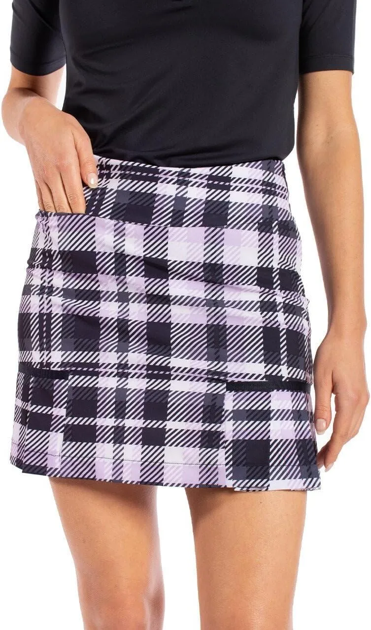 GOLFTINI Women's Side Pleat Skort - Stretch Golf Skirt with Undershorts, Pockets & Zip Waist for Sport, Office & Everyday