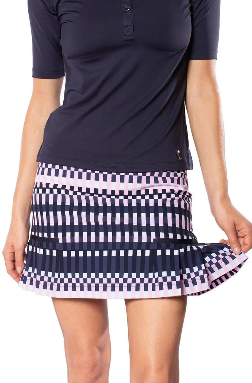 GOLFTINI Women's Side Pleat Skort - Stretch Golf Skirt with Undershorts, Pockets & Zip Waist for Sport, Office & Everyday