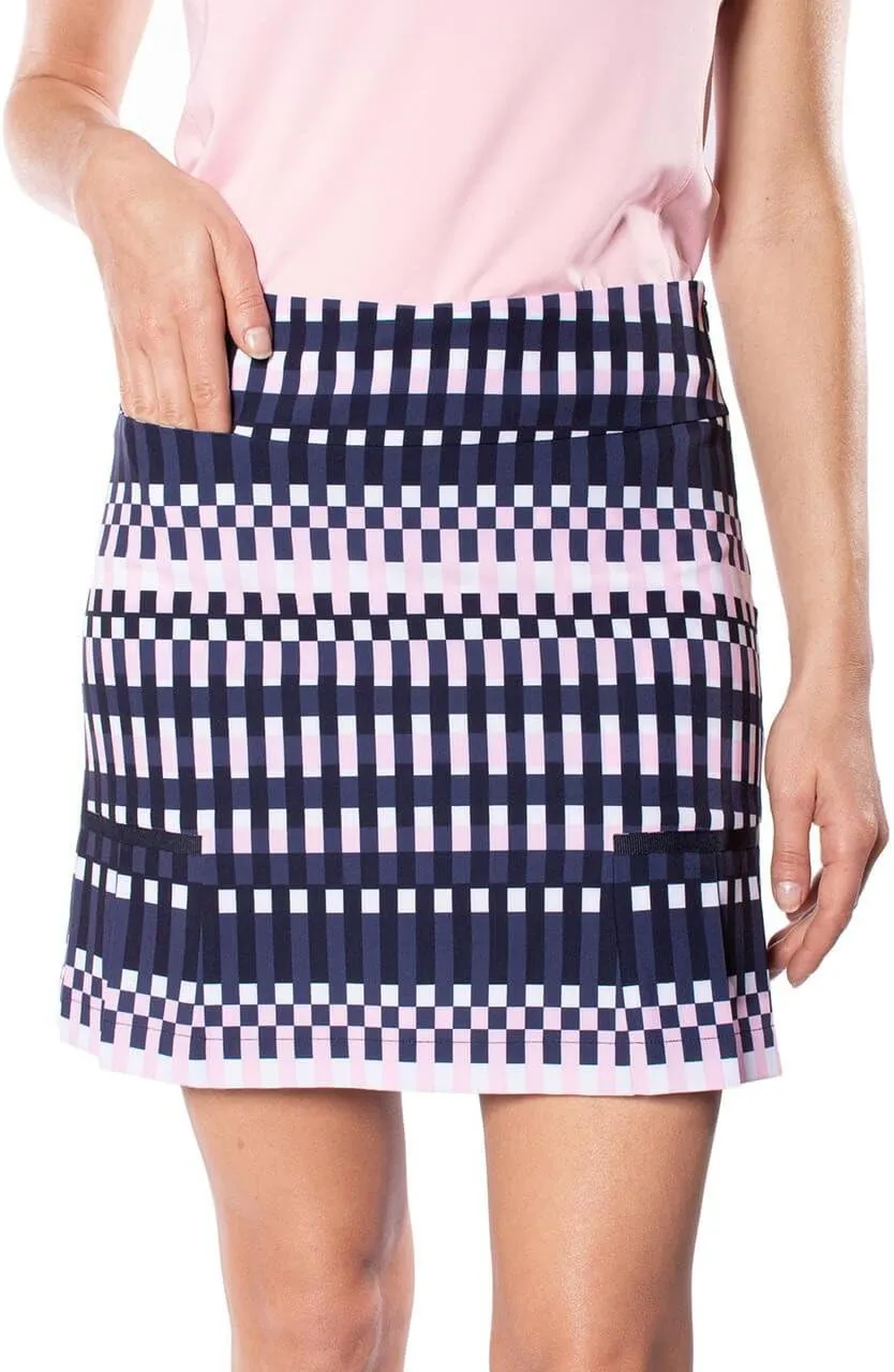 GOLFTINI Women's Side Pleat Skort - Stretch Golf Skirt with Undershorts, Pockets & Zip Waist for Sport, Office & Everyday