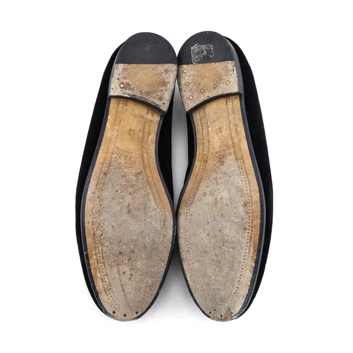 Gucci Black Velvet Horsebit Loafers Size US 5 | EU 35