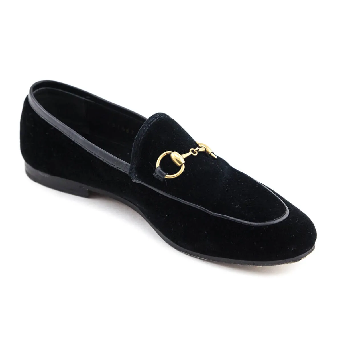 Gucci Black Velvet Horsebit Loafers Size US 5 | EU 35