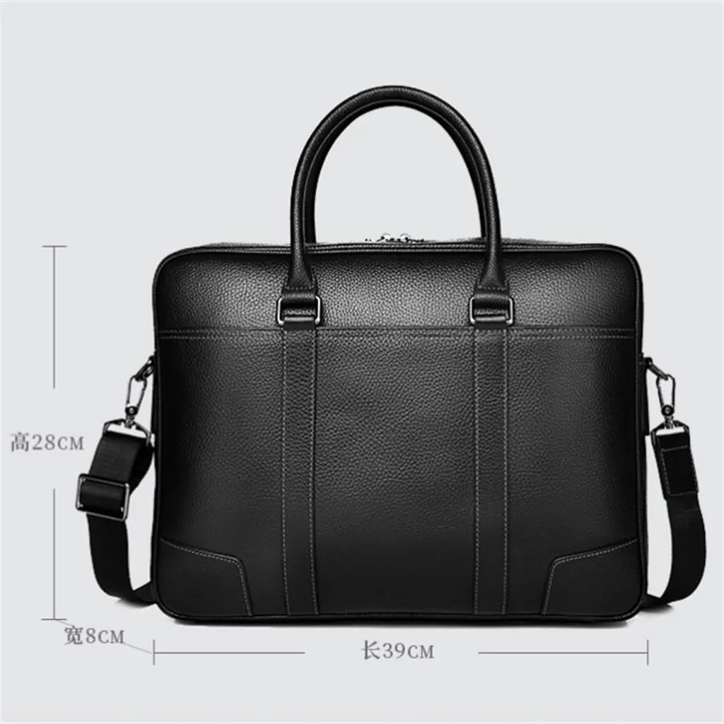 Handbag Leather Men's Computer Bag Cowhide 15 Inch Business Briefcase Large Capacity