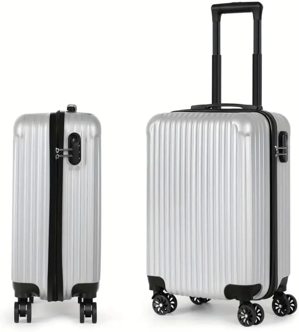 Hardshell Carry-On Luggage, 20-Inch Trolley Suitcase, 4-Wheel Spinner, Multiple Colors (silver, 20 in)