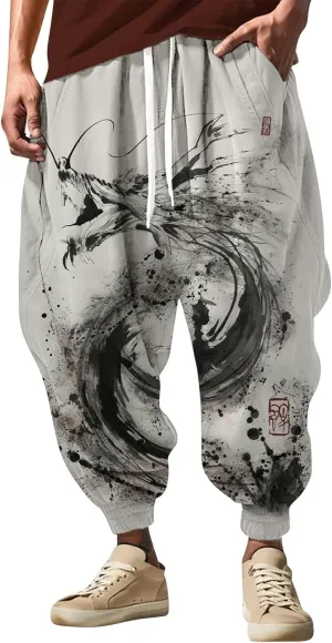 Harem Jogger Pant Print Fashion Street Feel Casual Sweatpants Funky Printed Plus Size Trousers Mens Baggy Pants