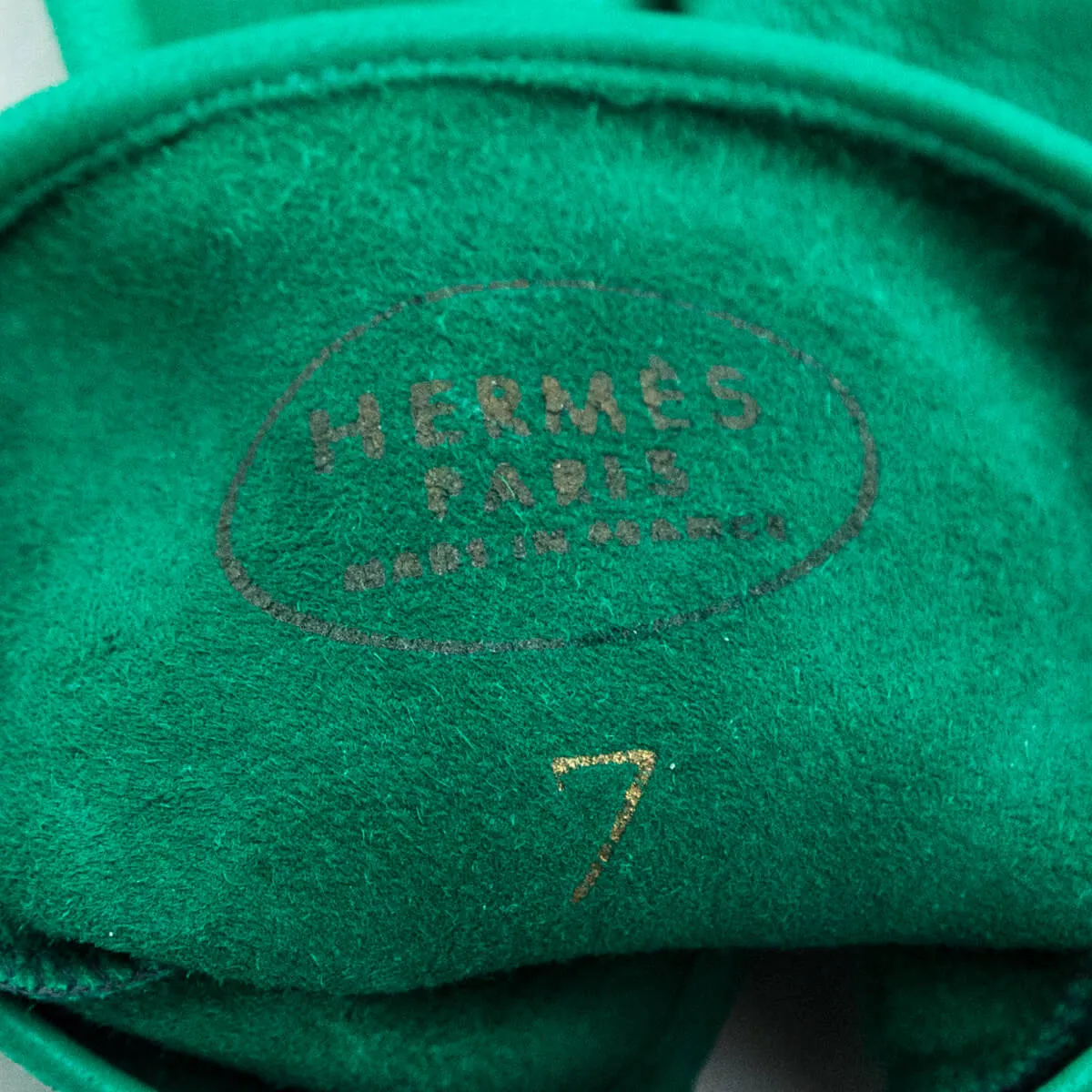Hermes Green Goatskin Vintage Gloves Size S
