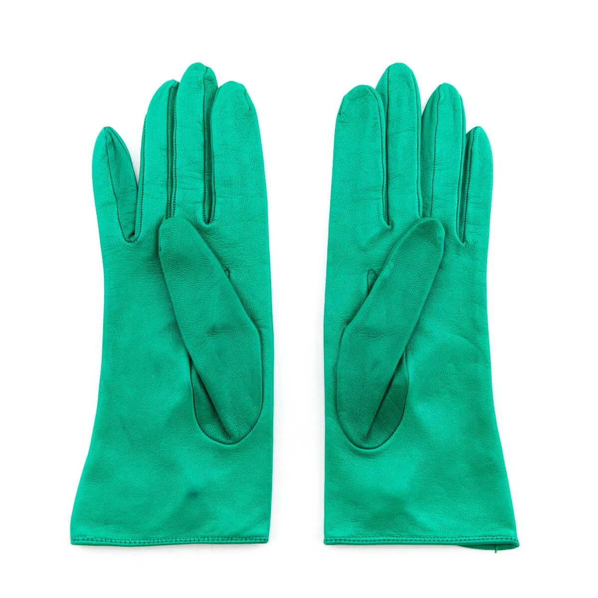 Hermes Green Goatskin Vintage Gloves Size S