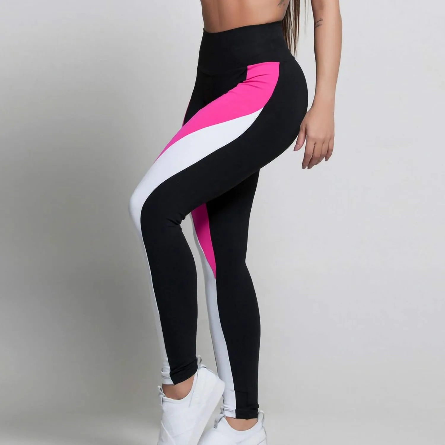 High Waist Yoga Pants Color Block Tummy Control Workout Stretch Running Dance Yoga Leggings for Women S-XL