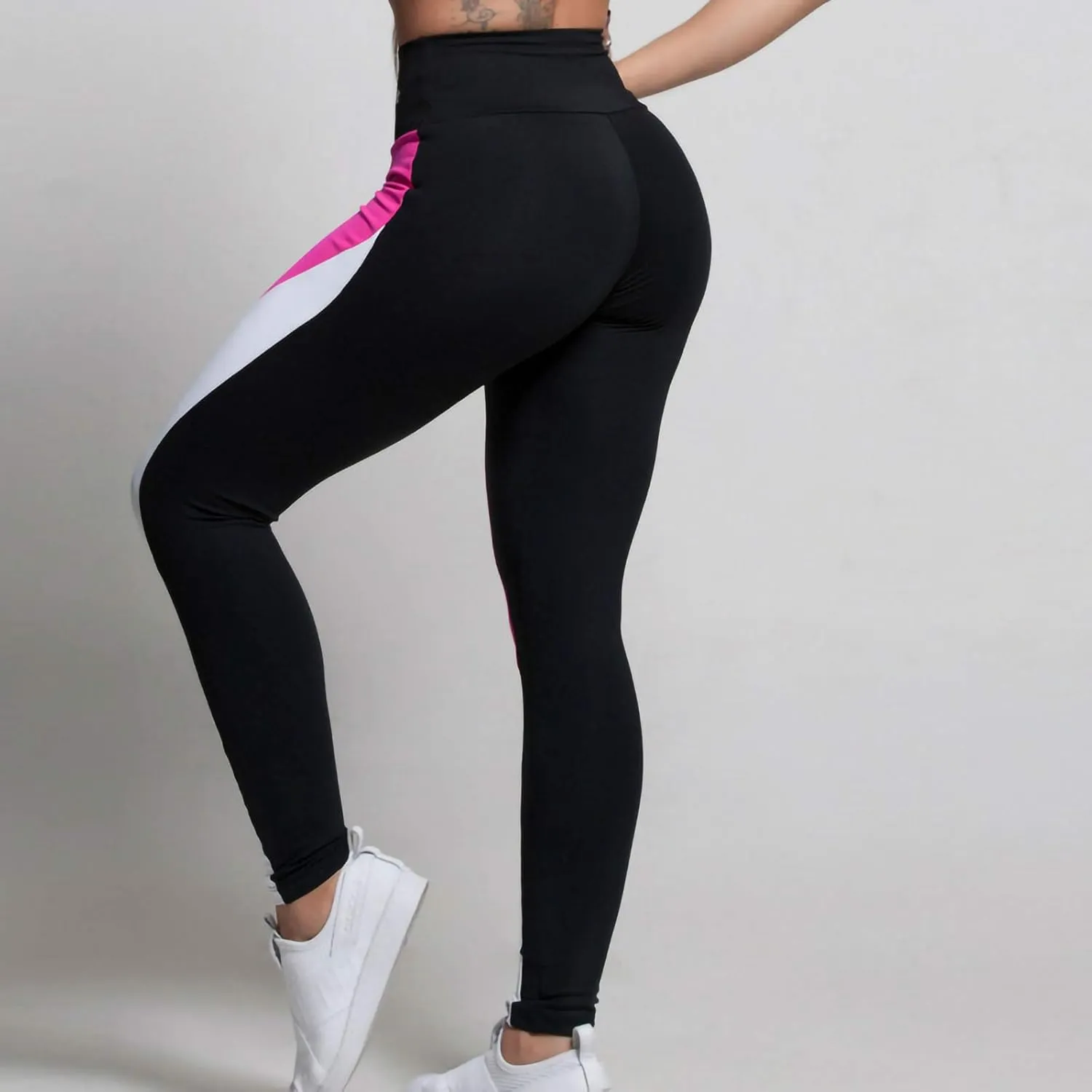 High Waist Yoga Pants Color Block Tummy Control Workout Stretch Running Dance Yoga Leggings for Women S-XL