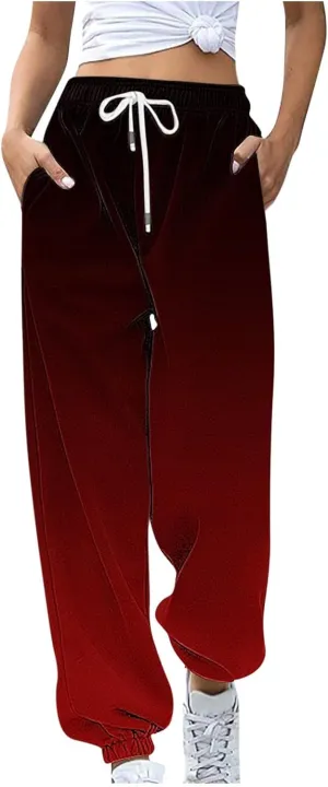high Waisted Sweatpants for Women Baggy Cinch Bottom Jogger Casual Pants Casual Baggy Fleece Warm Lounge Trousers