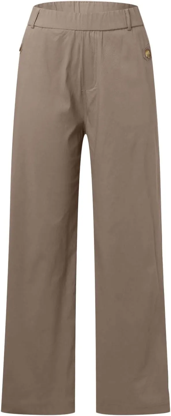 High Waisted Work Pants for Women Winter Convertible Business Sweatpants with Pockets Wide Leg Flare Leggings