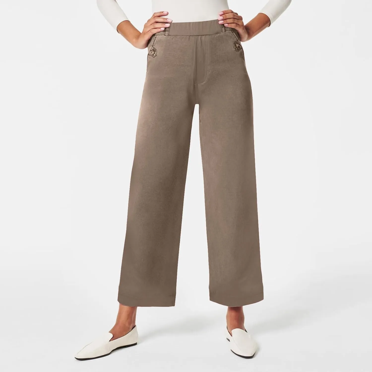 High Waisted Work Pants for Women Winter Convertible Business Sweatpants with Pockets Wide Leg Flare Leggings
