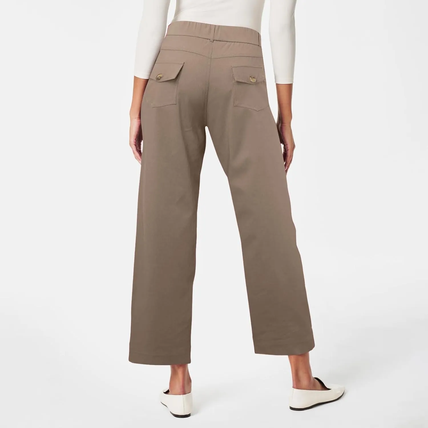 High Waisted Work Pants for Women Winter Convertible Business Sweatpants with Pockets Wide Leg Flare Leggings