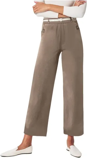 High Waisted Work Pants for Women Winter Convertible Business Sweatpants with Pockets Wide Leg Flare Leggings