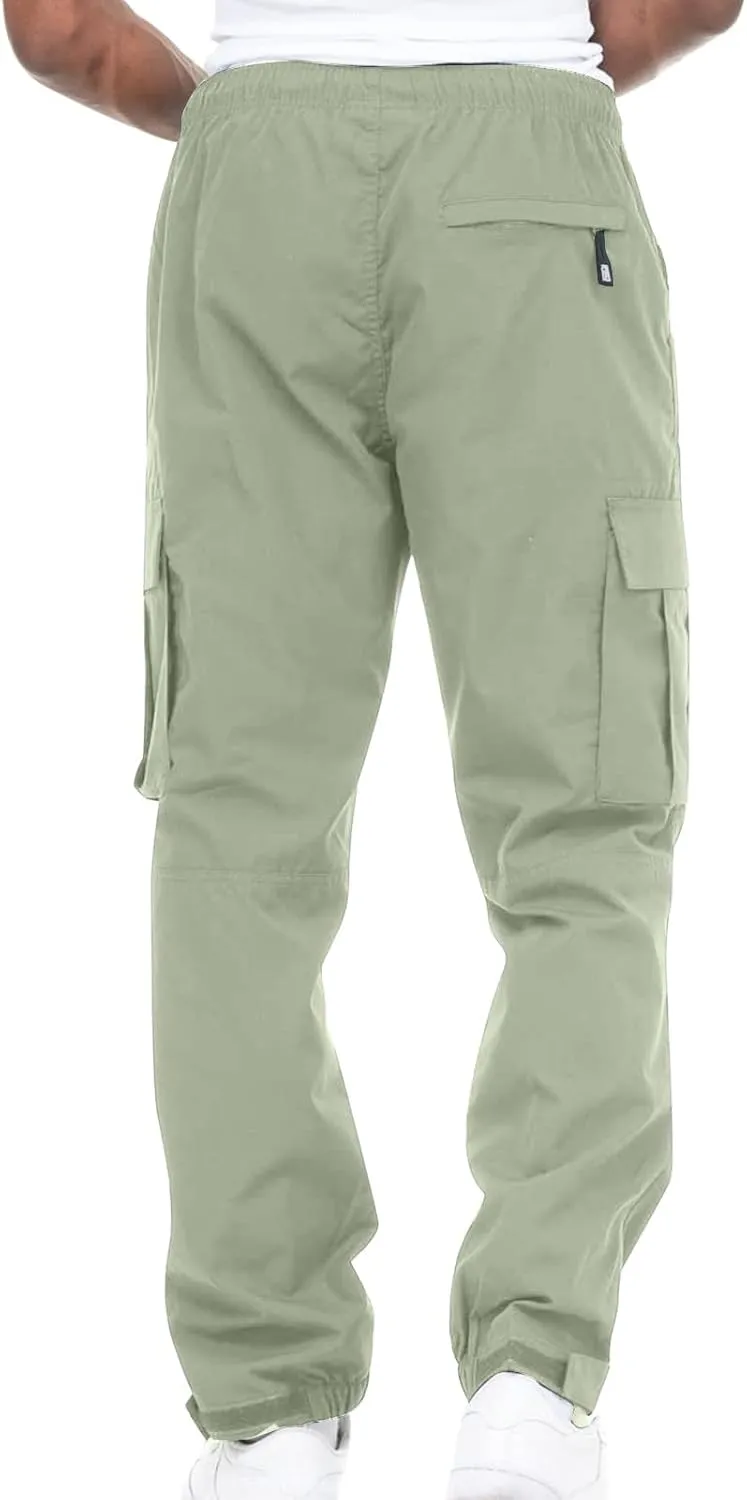 Hiking Cargo Pants for Men Casual Loose Straight Leg Joggers Lightweight Cotton Cargo Sweatpants