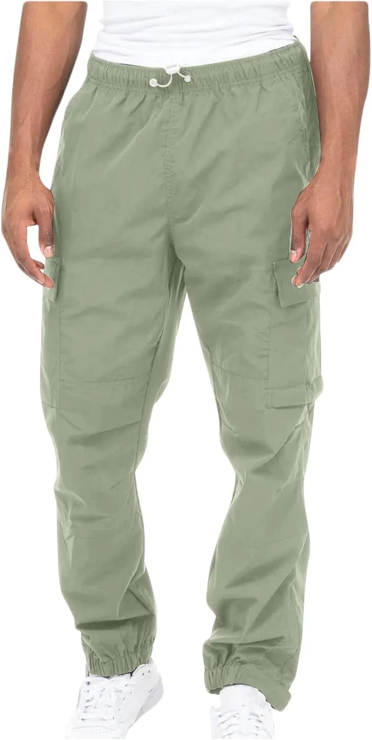 Hiking Cargo Pants for Men Casual Loose Straight Leg Joggers Lightweight Cotton Cargo Sweatpants