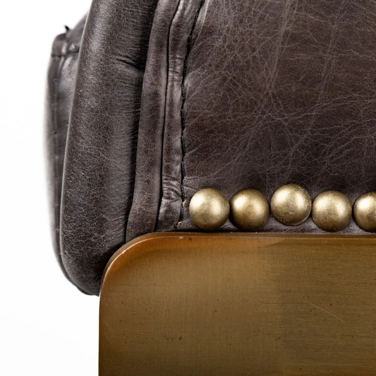 Hollyfield Bar Counter Stool Black Leather | Antiqued Gold Metal | Bar