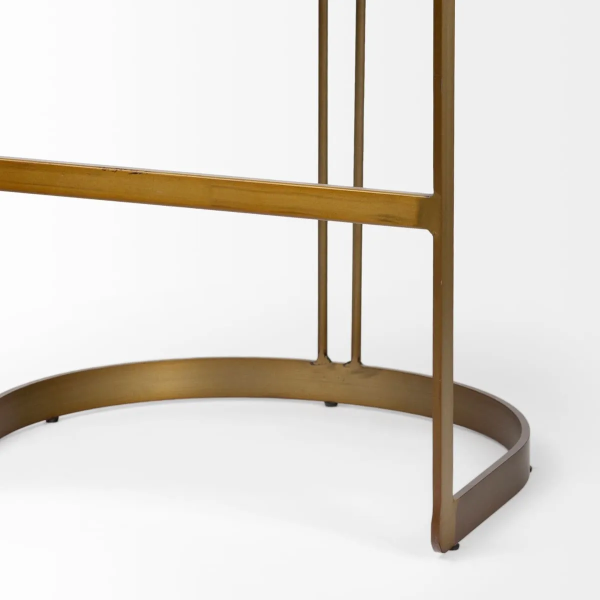 Hollyfield Bar Counter Stool Black Leather | Antiqued Gold Metal | Bar